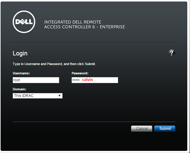 Quick Tip Dell idrac 6 Default user name and password