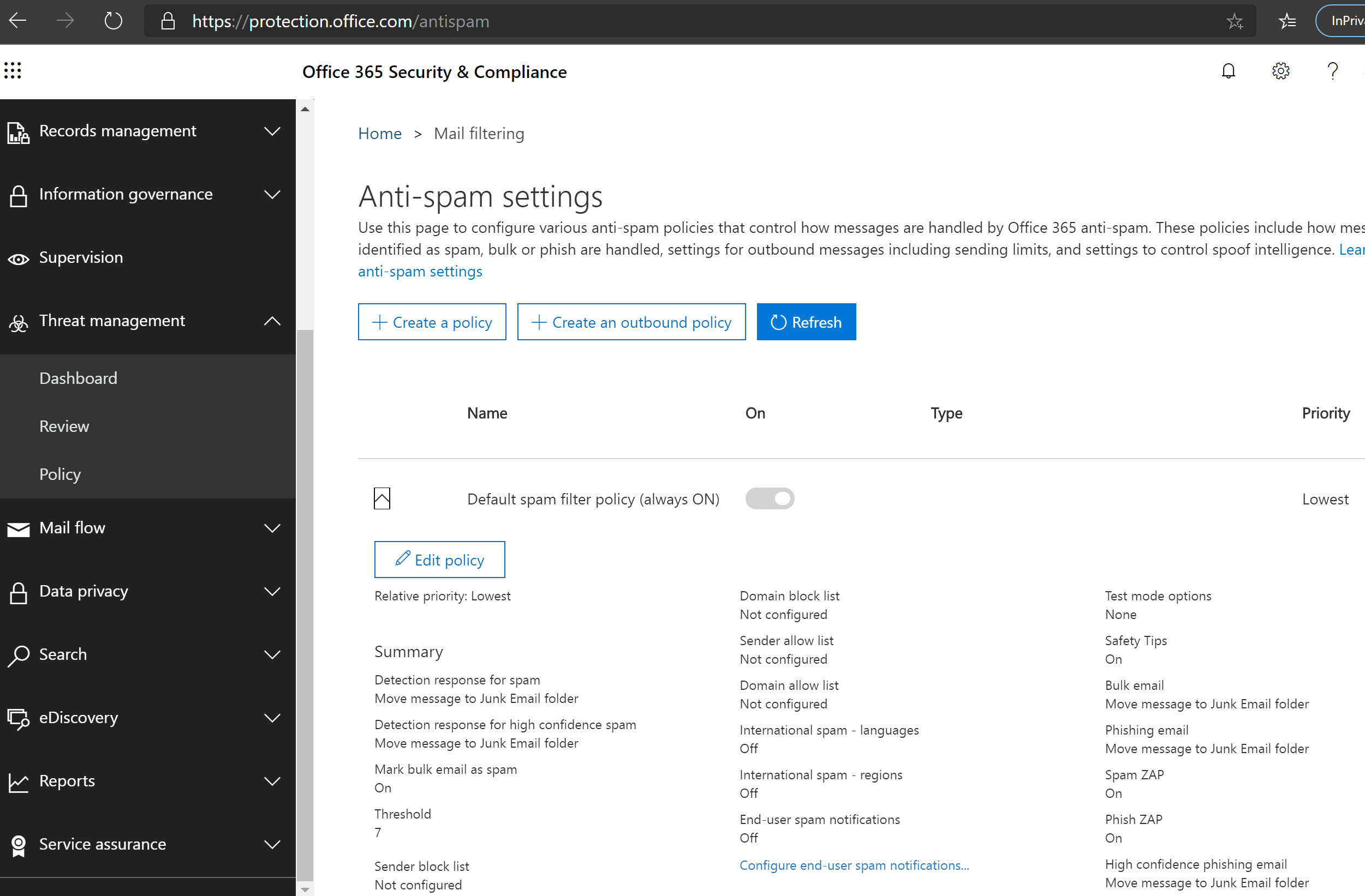 office 2013 outlook spam settings