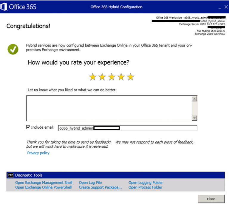 Hybrid Configuration Wizard on Exchange Server
