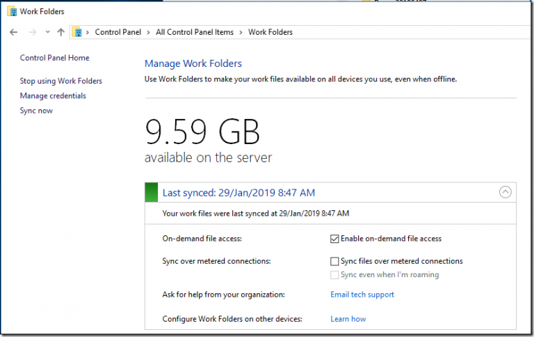 Work Folders Failed to create a user folder for a sync share 0x80070005 Access is denied