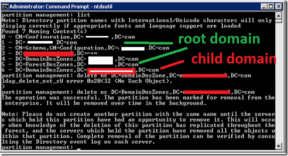 Decommissioning Child Domain gracefully – Operation Failed