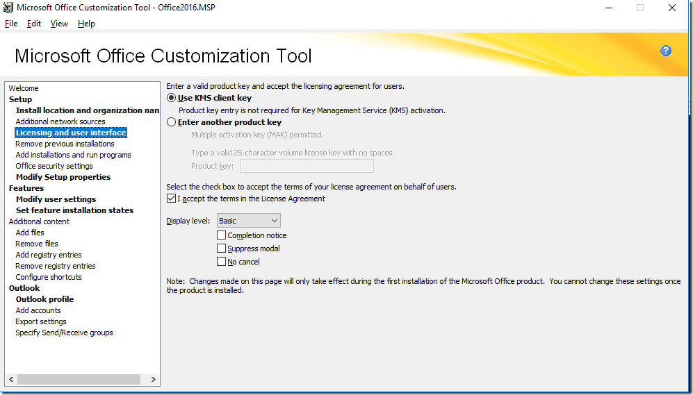 Using Office 2016 Customization Tool SCCM 