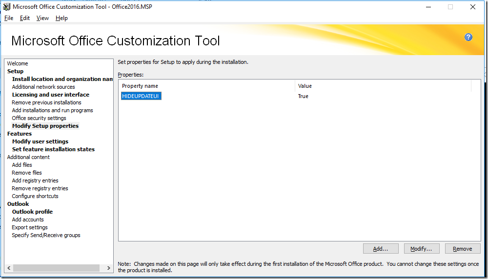 Using Office 2016 Customization Tool SCCM 