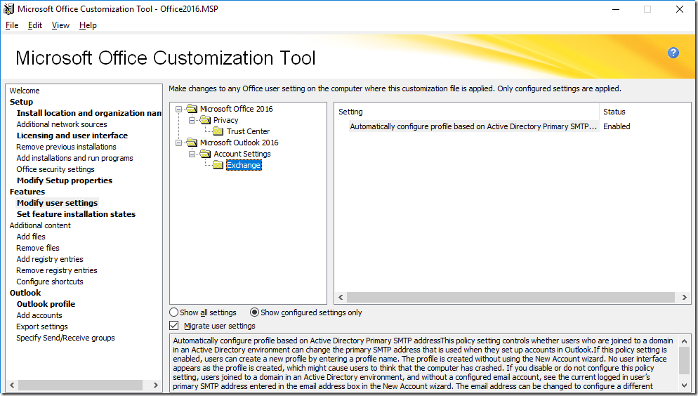 Using Office 2016 Customization Tool SCCM 