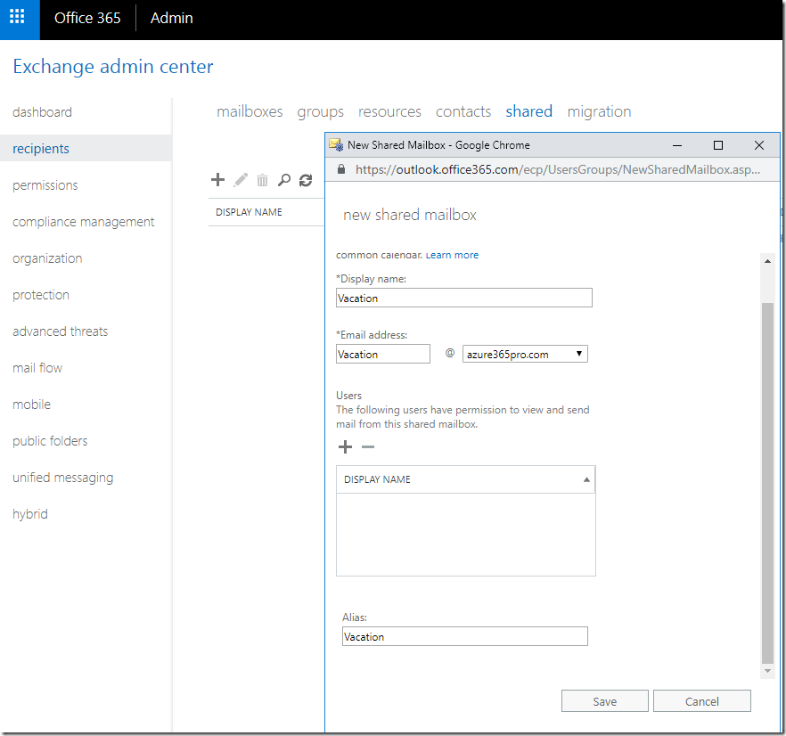 Creating Shared Calendars in Office 365 and Exchange Server