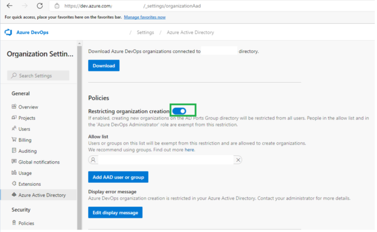 Block Mulitple Azure DevOps Organization in Same Tenant